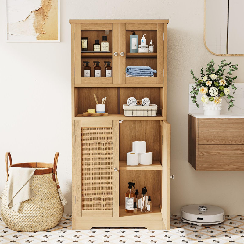 Bay Isle Home™ Rattan Bathroom Storage Cabinet | Wayfair